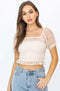 Butterfly Love Ivory Mesh Crop Top