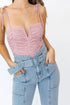 Secret Garden Shoulder Tie Lace Pink Bodysuit