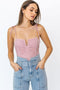Secret Garden Shoulder Tie Lace Pink Bodysuit