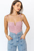 Secret Garden Shoulder Tie Lace Pink Bodysuit