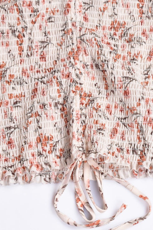 Carefree Love Floral Long Sleeve Ruching Dress