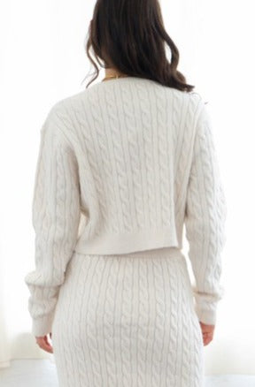 Dreamy Ivory Cable Knit Sweater