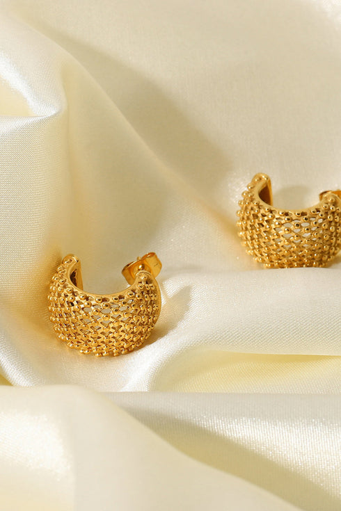 Gold Mesh Half Hoop Earrings