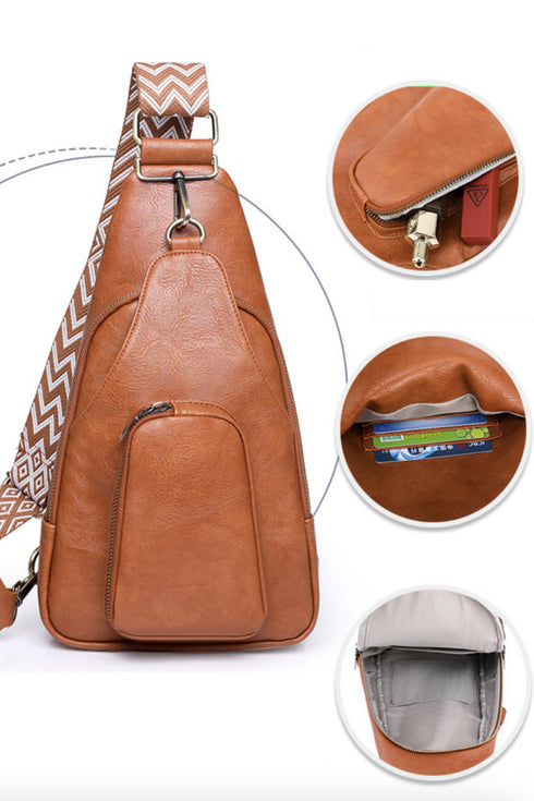 Camping Trip Faux Leather Sling Bag