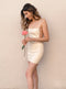 Crystal Faux Leather Cream Open Back Dress