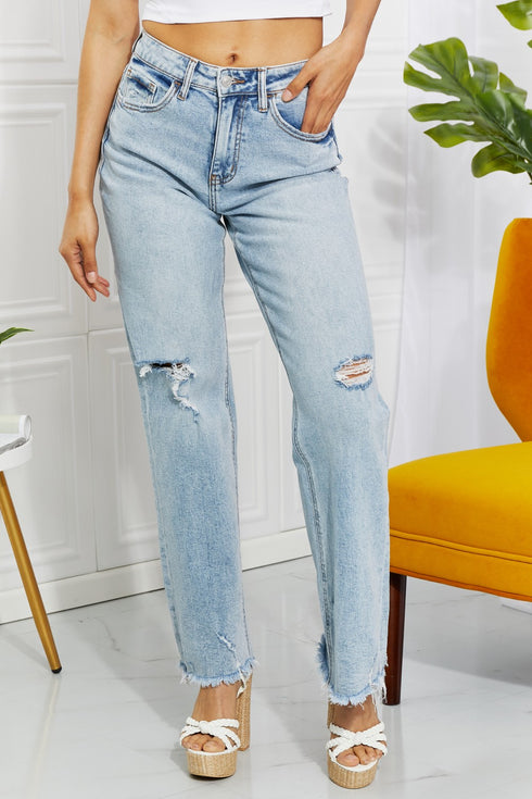High Waisted Light Wash 90's Dad Jeans