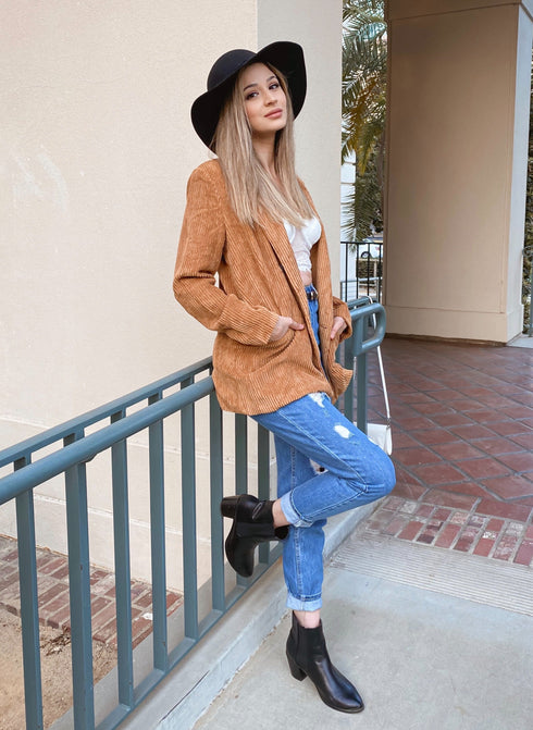 Wildfire Corduroy Camel Oversized Blazer