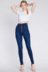 5 Button High-Waisted Dark Blue Jeans