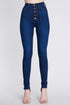 5 Button High-Waisted Dark Blue Jeans