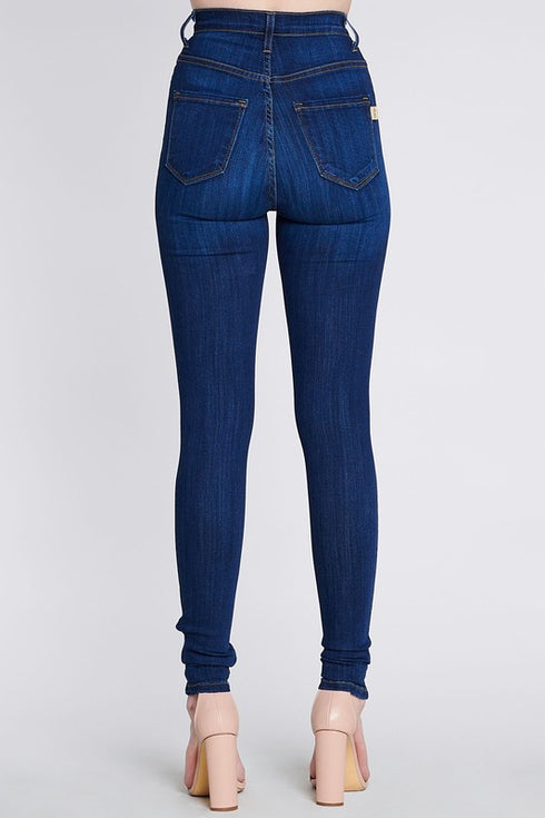 5 Button High-Waisted Dark Blue Jeans