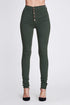 5 Button High-Waisted Olive Green Jeans