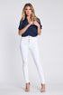5 Button High-Waisted White Jeans