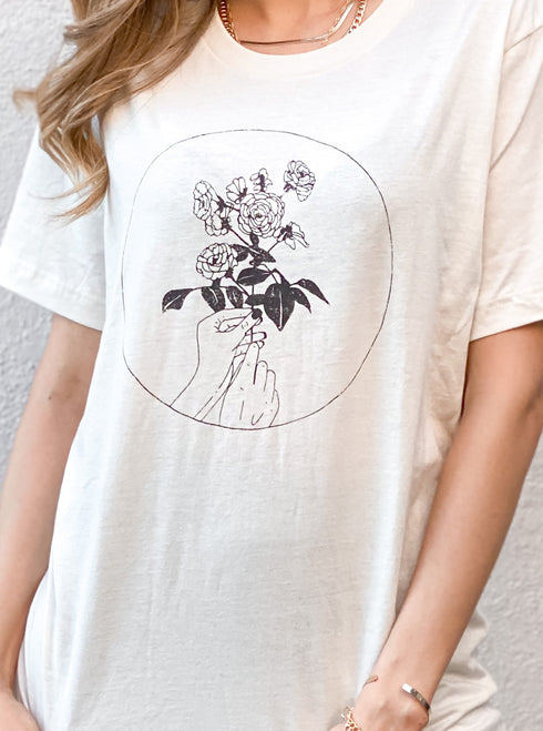 Hand Rose Bloom Graphic Tee