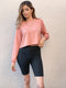 Pink Crop Raw Hem Pullover