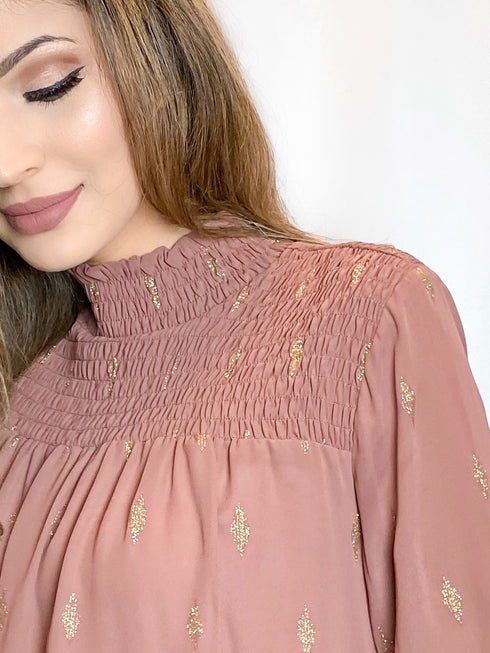 Gold Diamond Mauve Chiffon Blouse
