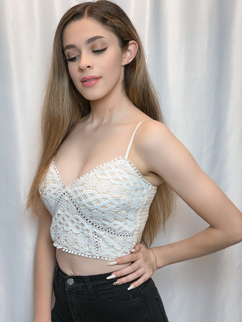 Floral Cream Nude Lined Bralette