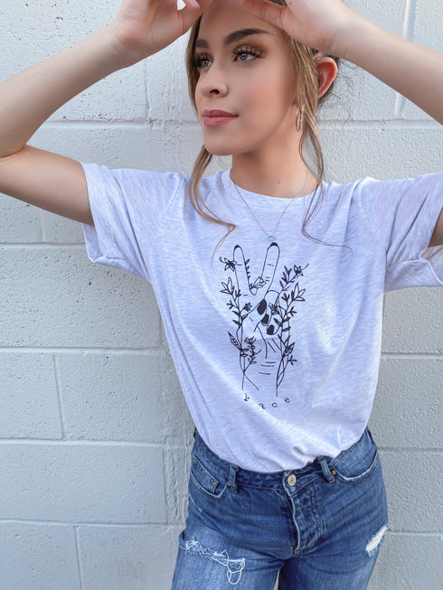 Peace Sign Grey Graphic Tee