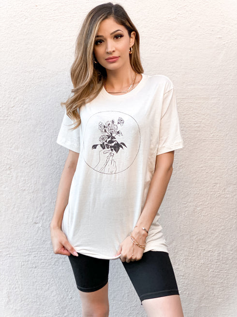 Hand Rose Bloom Graphic Tee