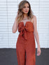 Polka Dot Bow Rust Jumpsuit