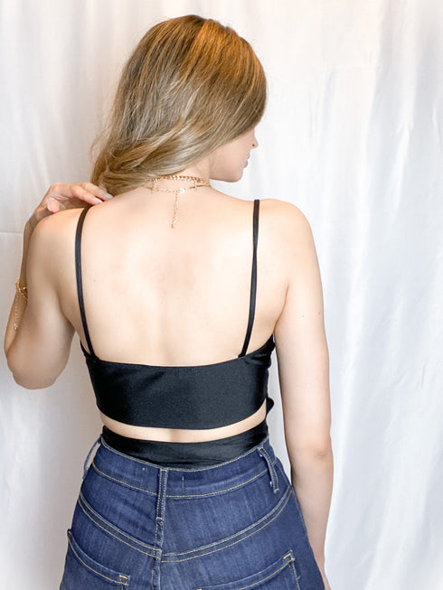 Luxe Black Smooth Satin Bodysuit