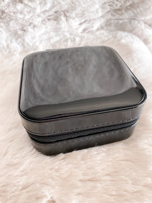 Mini Black Vinyl Jewelry Travel Case