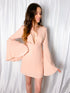 Plunging Neckline Blush Mini Dress