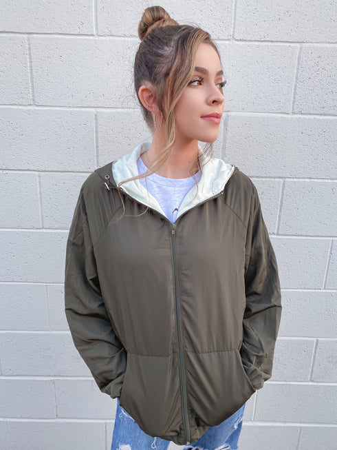 Fleece Lined Olive Green Jacket