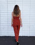 Polka Dot Bow Rust Jumpsuit