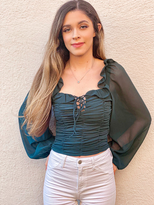 Romantic Deep Green Corset Top