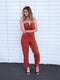 Polka Dot Bow Rust Jumpsuit