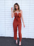 Polka Dot Bow Rust Jumpsuit