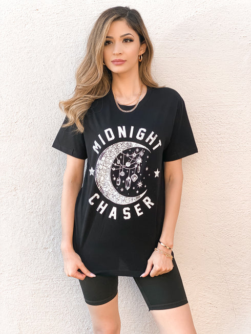 Midnight Chaser Moon Black Graphic Tee