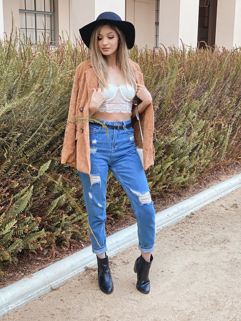 Wildfire Corduroy Camel Oversized Blazer