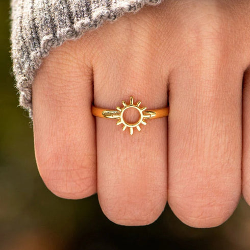Sun Shape 18K Gold-Plated Ring