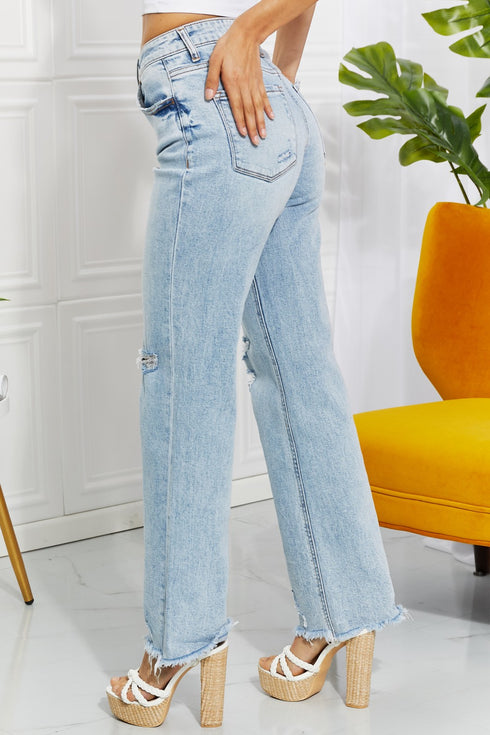 High Waisted Light Wash 90's Dad Jeans