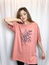 Happiness Wildflower Oversized Pink Graphic Tee