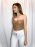 Camel Faux Leather Bustier Crop Top