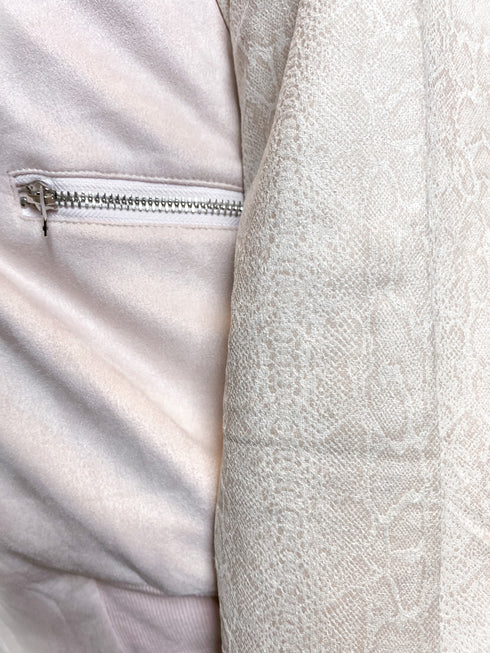 Suede Snakeskin Blush Bomber Jacket
