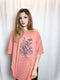 Happiness Wildflower Oversized Pink Graphic Tee