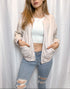 Suede Snakeskin Blush Bomber Jacket