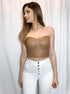 Camel Faux Leather Bustier Crop Top