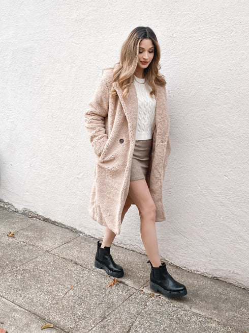 Dawn Beige Teddy Long Coat