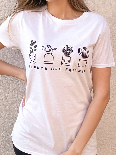 Plants are Friends White Graphic Tee